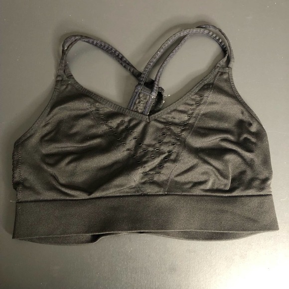 VICTORIA Sport Black double strap cut-out racerback Bralette, Large - Picture 5 of 7